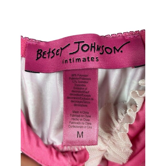 Betsey Johnson Intimates‎ Babydoll Slip Dress M Pink Heart Lace Y2K Vintage 00s - Picture 5 of 6